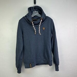 Naketano Hoodie Womens Medium Blue Schnizzel Dizzel Popizzel Cowl Neck Pullover